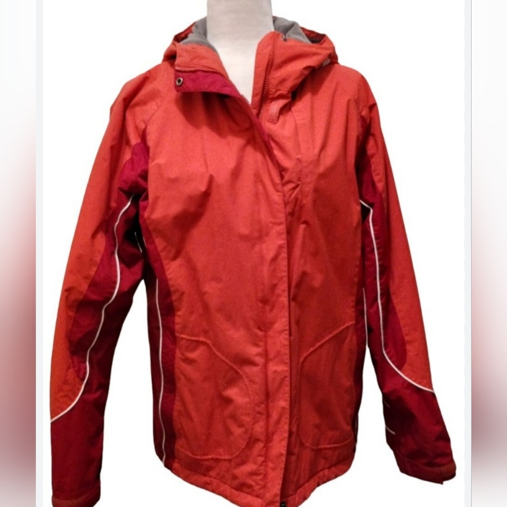 Women's Columbia Two-Tone Red Full Zip Hooded Waterproof Rain Jacket